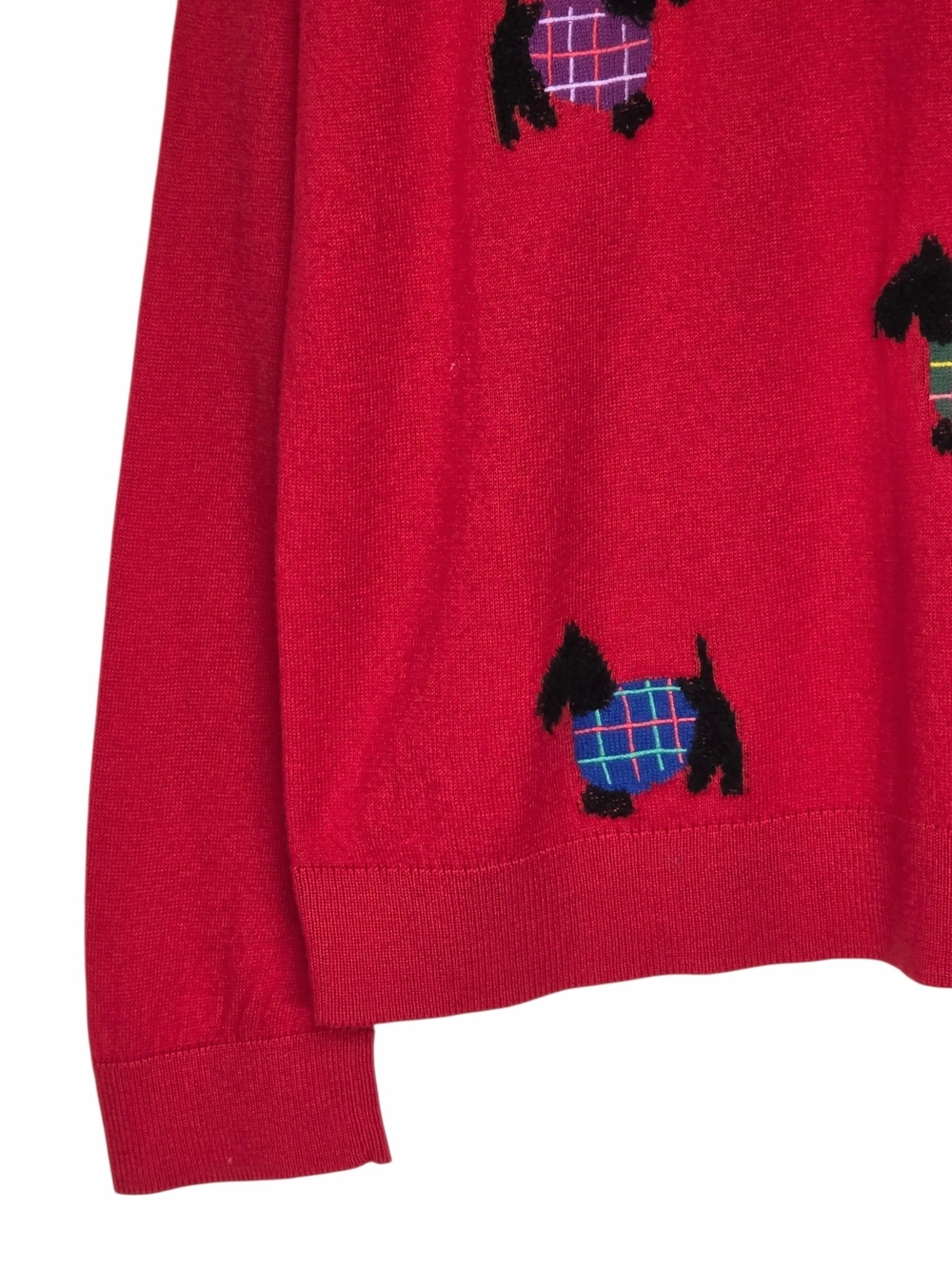 Talbots Red Black Scottie Dog Plaid Sweater Cashmere Blend Women’s XL - Picture 4 of 16